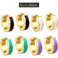 LUXUSTEEL 2pc/1pair Leather style Earring Colorful Stud Earrings Golden Stainless Steel Women's Earrings Jewelry Accessories