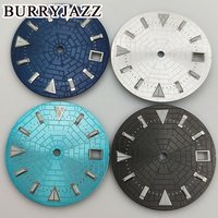 BURRYJAZZ 28.5mm No Logo NH35 Watch Dials Black Blue Silver Deep Blue Dial Green Luminous Fit 3 O'clock 3.8 O'clock Case Crown