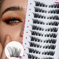 Self-Adhesive Eyelashes, DIY Eyelash Clusters, Eyelash Extensions 8-13 Mm, 80 Pieces, Fluffy D Curl, Soft Natural Eyelashes, Faux Cat Eye, Wispy Individual Clusters, Suitable for Beginners