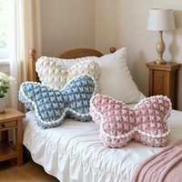Soft Chenille Plush Butterfly Throw Pillow Color Woven Cushion for Sofa Decor