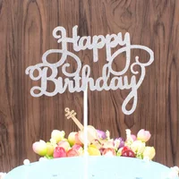 10PCS Multicolor Cake Card Happy Birthday English Party Scene Cake Dessert Table Flag cake topper cake decorating tools birthday
