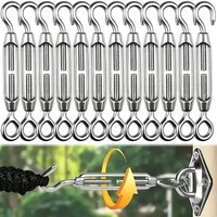 5x Stainless Steel Hook and Eye Tensioners Heavy Duty Hook Turnbuckle Adjustable Wire Rope Tension for Sun Shade Hanging Lights