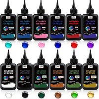 UV Resin, 12-Color Solid-Color UV Resin Set, Odorless Low-Shrinkage UV Colored Resin, Vibrant Colors, Specially Formulated for H