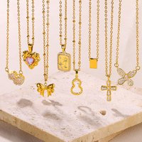 Butterfly Necklace Heart Choker Fashion Zircon Sun Necklaces For Women Love Gourd Accesories Stainless Steel Chain Lucky Jewelry