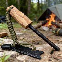 Hexagonal Firestone Rod Wooden Handle Bear Grylls Outdoor Survival Magnesium Alloy Portable Camping Hiking Fire Rod Tool