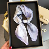 Luxury Square Scarf For Women Artistic Portrait Silk Scarves Bandanas Fashion Hijab Neckerchief For Beach Elegant Shawl Wraps