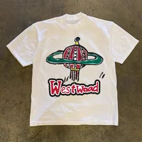 2026 Summer Cotton High Quality New Cartoon Color Printed Tide Brand Tee Loose American T-shirt Casual Round Neck Short Sleeve