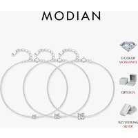 MODIAN D Color Moissanite Bracelet 925 Sterling Silver Classic Minimalist Daily Link Chain Bracelet For Women Fine Jewelry