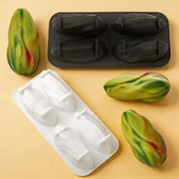 4 Pistachio-shaped Cavities Food-grade Silicone Mold Polycarbonate Molds For Chocolate Mousse Cakes Desserts Baking Tool