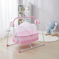 Electric Baby Crib Cradle, 0-18 MonthsInfant Bed Auto Swing with Music, 25KG/55LBS Capacity, Foldable Baby Bassinet, Pink