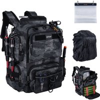 Goture 900D Water-Resistant Fishing Tackle Backpack with 4 Tackle Boxes,with Rod Holders,SBS Zippers,45L Large Storage Gear Bag