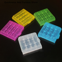 Colorful Plastic Battery Holder Case 4 AA AAA Hard Plastic Storage Box Cover for 14500 10440 Battery Organizer Container 5 Color
