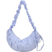 Korean Style Drawstring Shoulder Bag Dumpling Bag Lightweight Lace Crossbody Bag Large Capacity Ballet Style Stripe Pleated Bag