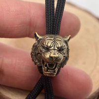 Tiger Head Brass Knife Beads EDC Outdoor DIY Paracord Handmade Woven Lanyard Pendants Umbrella Rope Bracelets Charms Accessories
