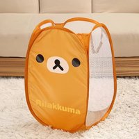 Hot Rilakkuma Mesh Folding Large Capacity Laundry Basket Cartoon Portable Storage Rack Dormitory Home Laundry Basket