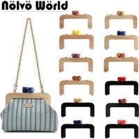 Nolvo World 1/2/5pcs Handmade Wooden Clutch Bag Handle Replaceable Handmade Solid Handle for DIY Crochet Tote Bags