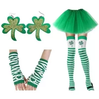 4 Piece Party St. Patrick's Day Irish Goblin Elf Cosplay Uniform Women Magician Dress Up Halloween Party Outfit Tutu Skirt kostu