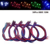 50Pcs DIY Micro SMD 0805 1206 Led Lamp Wired Pre-soldered Micro Litz Wired Chip 30cm 3V Railway Model Kit Toy For Gundam Scenes