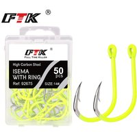 FTK 50pcs/PACK Fishing Hooks Carbon Steel Carp Fishing Hooks Fly Fishhooks Fishing Accessories Pesca