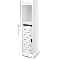 Bathroom Shelf Storage Cabinet Cupboard Corner Floor Toilets Paper Holder Narrow Storage Organizer White 20X80cm NEWEST