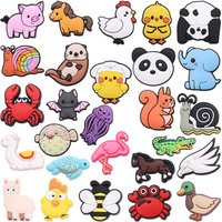 1-27PCS Animal Crocodile Horse Eagle Bat Squirrel Panda Flame Bird Shoe Buckle Charms Accessories Sandal Bracelet Kid Xmas Gift