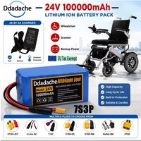 24V 7S3P 100000mAh wiederaufladbarer Lithium-Akku, 500W Entladung, mit BMS+29,4V 2A Ladegerät, als Ersatzakku für Elektrofahrräder und leichte Motorräder verwendet
