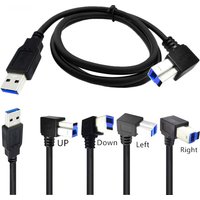 USB 3.0 USB Male To USB-B 3.0 90 Degree Up Down Left Right Angeld Type B Replacement Data Hard Disk Cartridge Printer Cable 0.5m