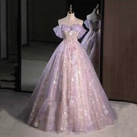 Customized Shiny Ball Gown Evening Dresses Off Shoulder Appliques Tulle Prom Birthday Party Gowns Formal robes de soirée