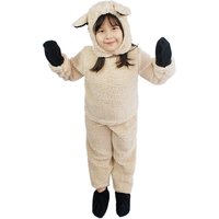 Little Boy Girl Halloween Sheep Costume Fuzzy Long Sleeved Round Neck Tops + Hat + Gloves + Socks + Pants