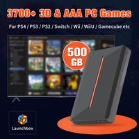 500GB Portable Gaming HDD Launchbox System Hard Drive with 3700+ 3D/PC Games for PS4/PS3/Switch/WiiU/Gamecube Hyper Base Lbox