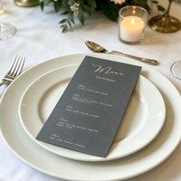 50pcs Menu Card Black Paper with Gold Words Print Custom Wedding Table Decoration Food Program Invitations Card Seat Card