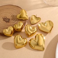 WILD & FREE 18K Gold Plated Glossy Heart Stud Earrings for Women Trendy Punk Metal Statement Stainless Steel Jewelry