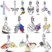 925 Silver Plated Firefly Pizza Cake Charms Fit Original Bracelet Making Fashion Jewelry