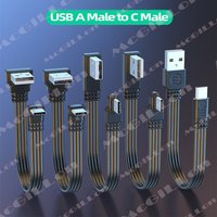 Flat Flexible Straight&Up & Down & Left & Right Angled 90 Degree USB Male to Type C Male Charging and Data Cable 10CM 30CM 50CM