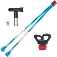 2pcs 50cm Airless Paint Spray Extension Pole + 517 Nozzle + Tip Guard, Universal Sprayer Accessories for Wall Painting