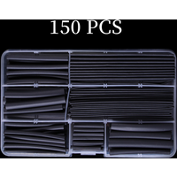 150 PCS Black Boxed 2:1 Times Shrink Heat Shrink Sleeve Set Thermoresistant Tube Wire Insulated Polyolefin DIY Kit