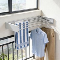 Carbon Steel Invisible Clothes Drying Rack 60CM 5 Rods Hidden Drying Rack Wall Mounted Heavy-Duty Clothesline Pole Hanger