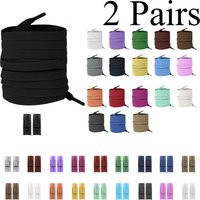 2pairs Without Ties Elastic Laces No Tie Shoe Laces Press Lock Shoelaces Sneaker Kids Adult 8MM Widened Flat Shoelace for Shoes