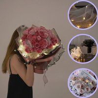 LED Flower Wrapping Paper With Lights Lace Mesh Wave Yarn Florist Bouquet Packaging Decoration Wedding Birthday Gifts