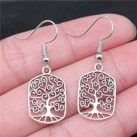 Fashion Handmade Simple Design Antique Silver Color Tree Of Life Charm Earrings Drop Earrings