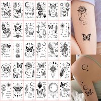 30pcs Waterproof Small Tattoo Stickers Flower Snake Moon Pattern Temporary Tattoo Hand And Body Decoration Fake Tattoo