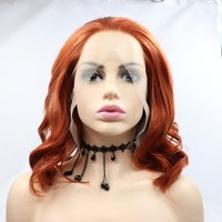 Auburn Red Lace Front Wig 350# Natural Wavy Synthetic Lace Front Wigs Glueless Soft Wig Heat Resistant Copper Red