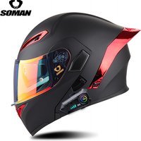 SOMAN Motorcycle Bluetooth Helmet Men Women Double Lens Peeling Helmet High Definition Bluetooth Headset Bluetooth Helmet
