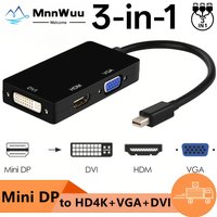 Mini DP to HDMI-compatible VGA DVI Adapter 3-IN-1 Thunderbolt2 Mini DP to VGA DVI HDMI-compatible Converter for Macs Laptop PC