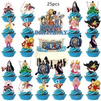 One Piece Cake Topper Cupcake Toppers One Piece Birthday Decorations Theme Party Supplies One Piece Birthday Cake Decorations