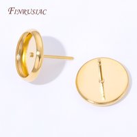 8mm 10mm 12mm 18K Gold Plated Stud Earring DIY Findings Brass Setting Blank Earring Base,DIY Earrings Making Accessories