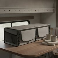 RV Overhead Storage Cabinet Black-Trimmed Soft-Sided Storage Cabinet Wall-Mounted for Vehicle Interior