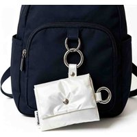 Small Bag Metallic Puffy Coin Purse Closure Keychain Letter Charm Case Fashion Accessory Mini Pouch Shiny Fabric Money Case
