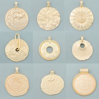 Bohemia Large Round Medallion Series Charm Matte Gold Pendant Fit DIY Fashion Neckace Jewelry Making Findings