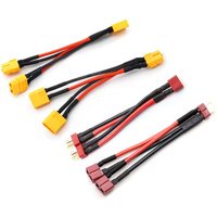 100mm T Plug/XT60/XT30 Parallel Battery Connector Cable Male/Female Dual Extension Y Shape 14/18AWG Silicone Wire for RC Drone